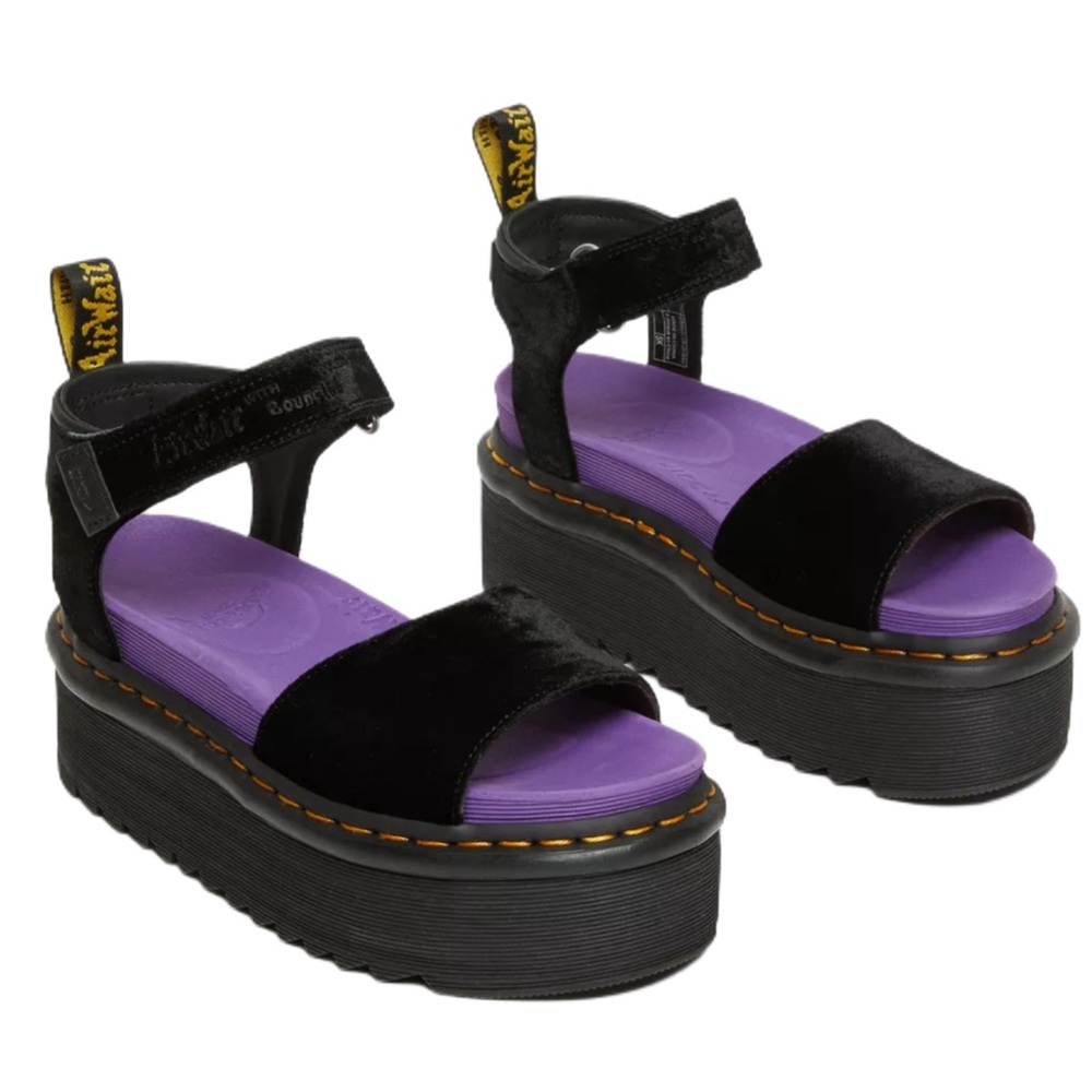 Dr. Martens Black and Purple Women's Platform Sandals